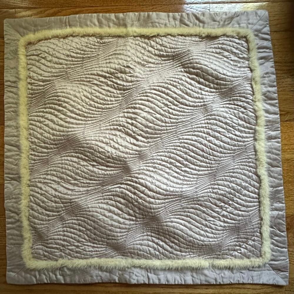 LUOLAI silk pillow sham quilted mink fur blush euro luxury cream 28x29”